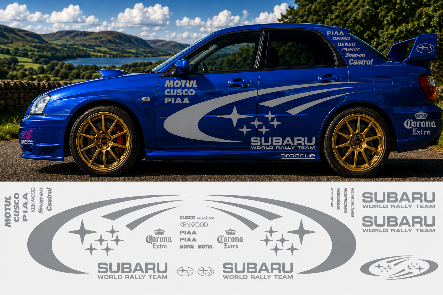 Subaru World Rally Kit With Sponsors for Subaru Impreza wrx sti Reflective Vinyl Only