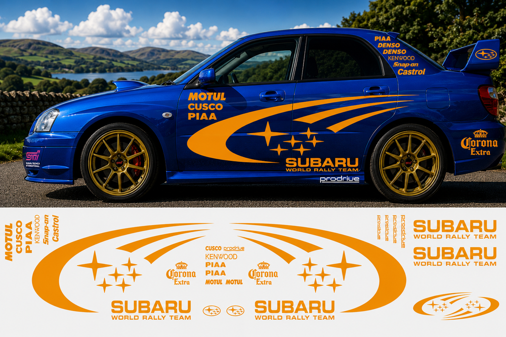 Subaru World Rally Kit With Sponsors for Subaru Impreza wrx sti Reflective Vinyl Only