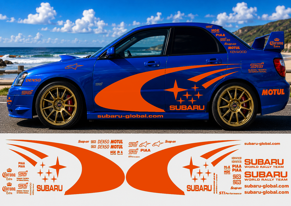 Subaru WRC Rally Kit With Sponsors for Subaru Impreza wrx sti Fluorescent Vinyl Only
