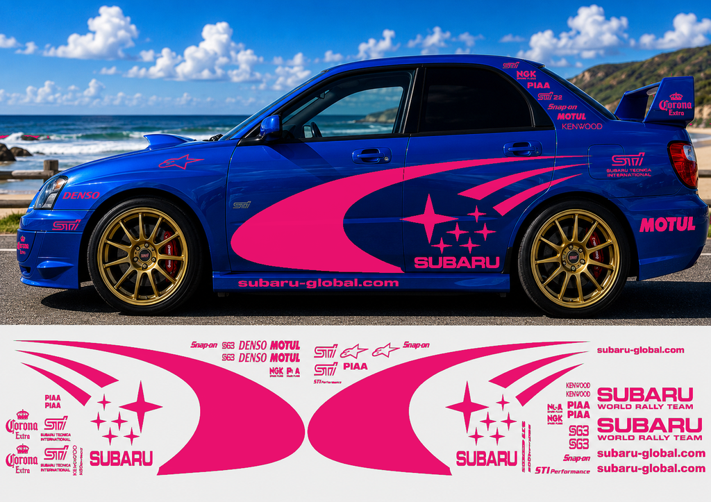 Subaru WRC Rally Kit With Sponsors for Subaru Impreza wrx sti Fluorescent Vinyl Only