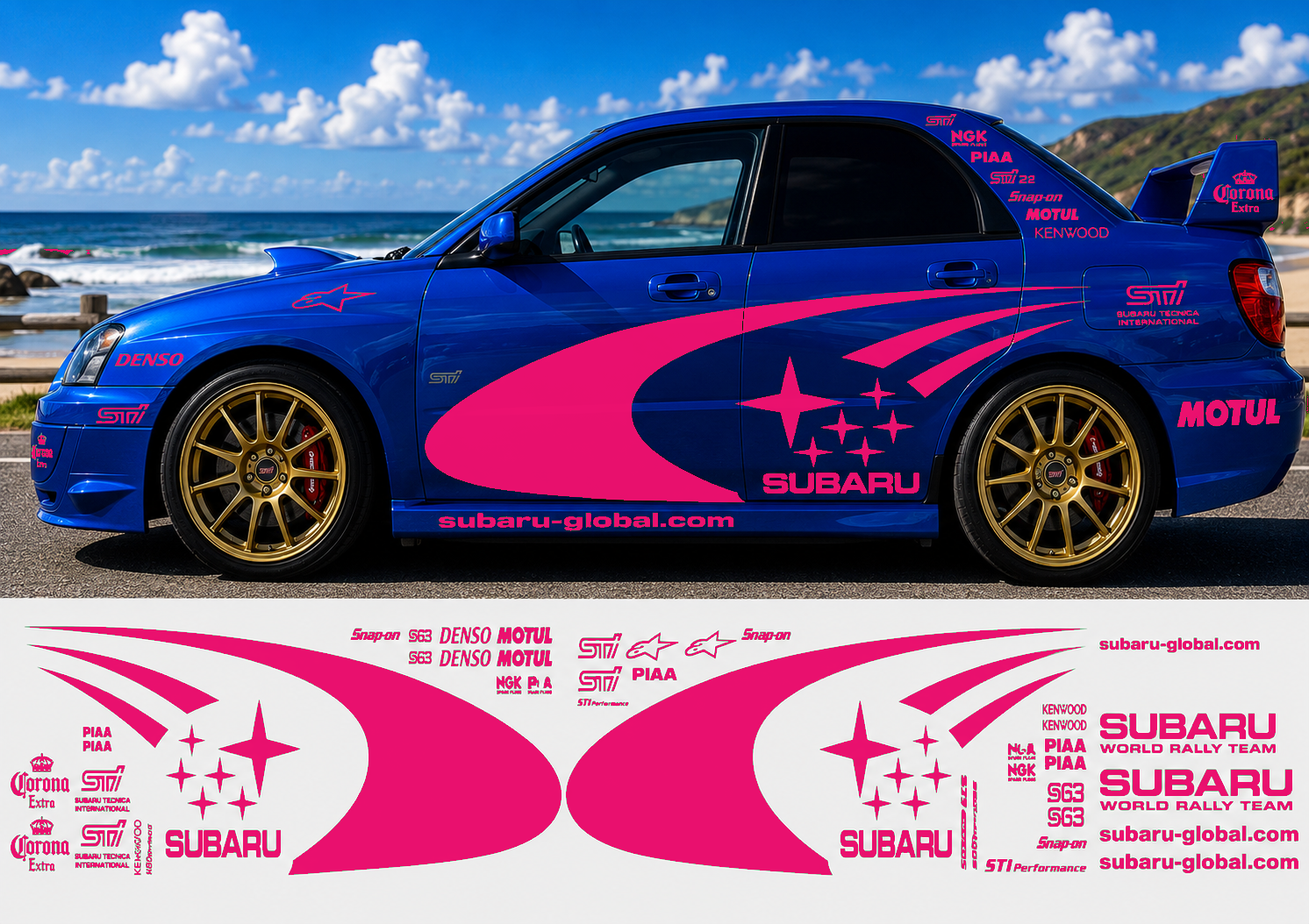 Subaru WRC Rally Kit With Sponsors for Subaru Impreza wrx sti Fluorescent Vinyl Only