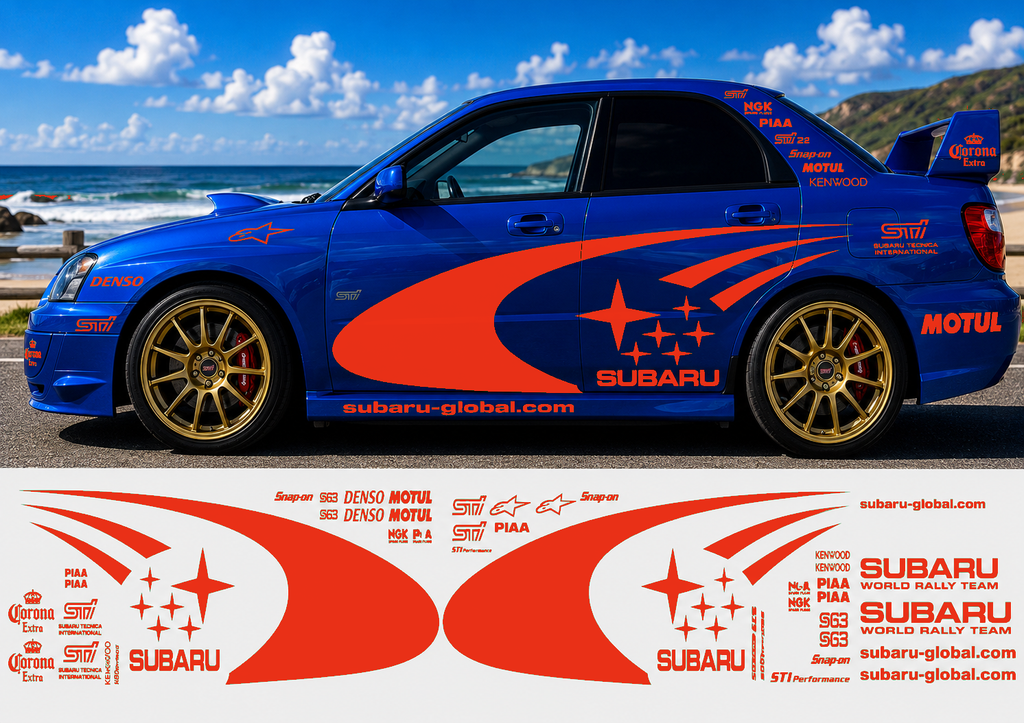 Subaru WRC Rally Kit With Sponsors for Subaru Impreza wrx sti Fluorescent Vinyl Only
