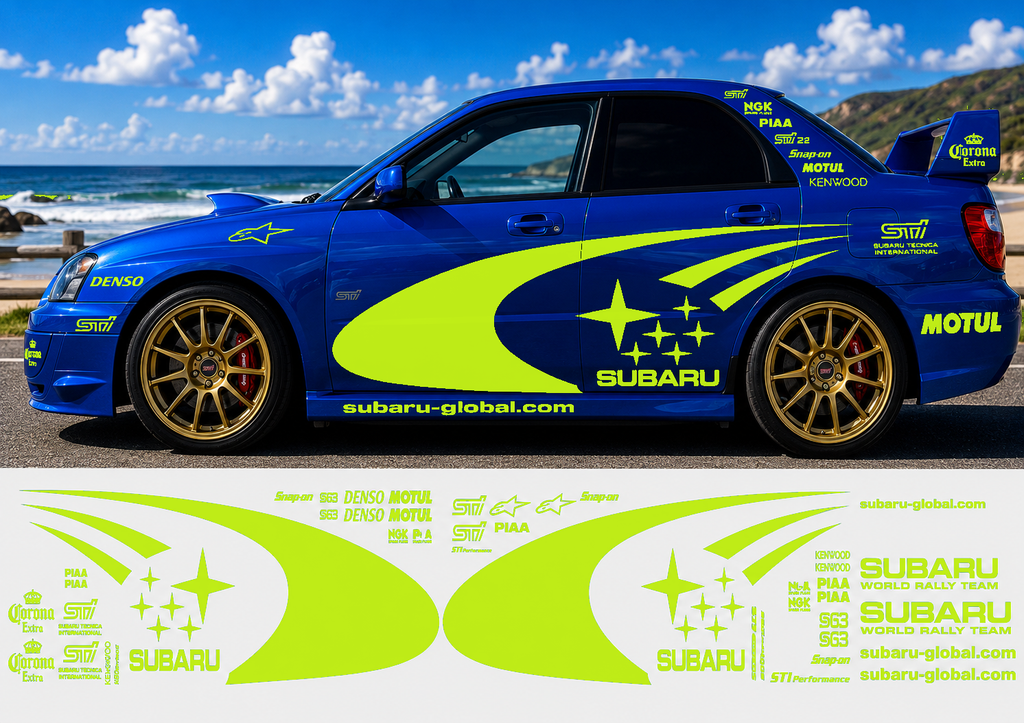 Subaru WRC Rally Kit With Sponsors for Subaru Impreza wrx sti Fluorescent Vinyl Only