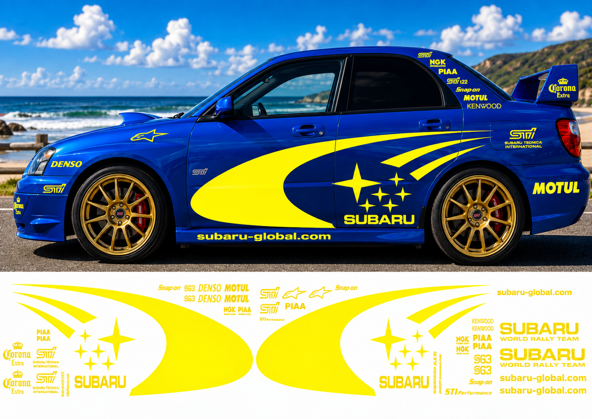 Subaru WRC Rally Kit 3 With Sponsors for Subaru Impreza Fluorescent Vinyl Only