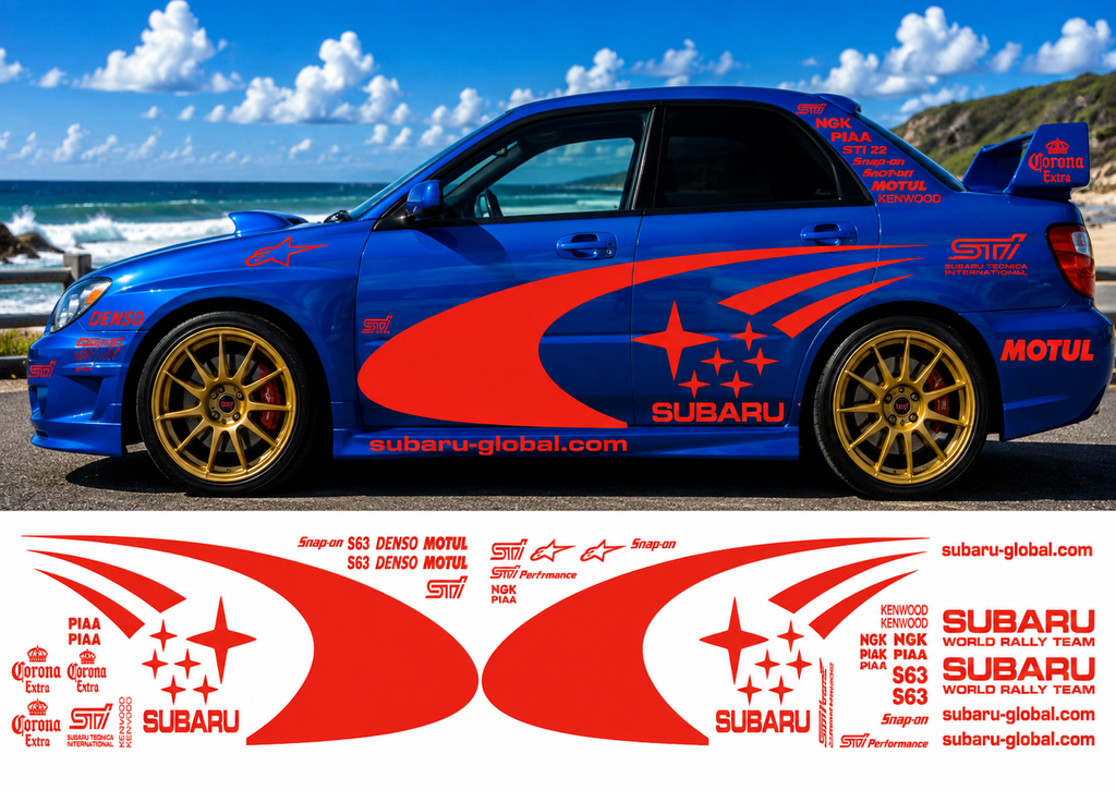 Subaru WRC Rally Kit 3 With Sponsors for Subaru Impreza Fluorescent Vinyl Only