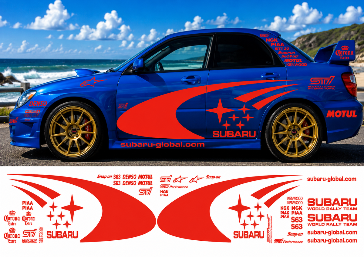 Subaru WRC Rally Kit 3 With Sponsors for Subaru Impreza Fluorescent Vinyl Only
