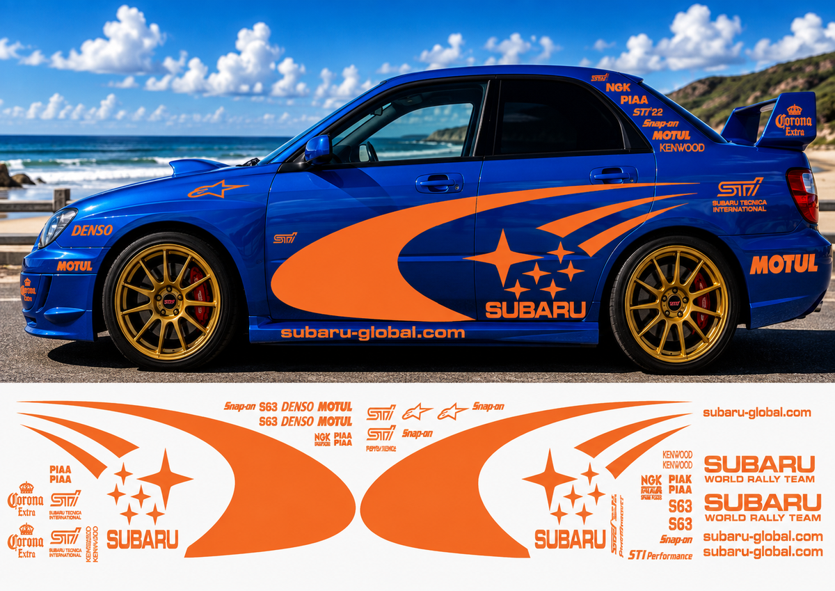 Subaru WRC Rally Kit 3 With Sponsors for Subaru Impreza Fluorescent Vinyl Only