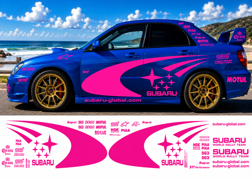 Subaru WRC Rally Kit 3 With Sponsors for Subaru Impreza Fluorescent Vinyl Only