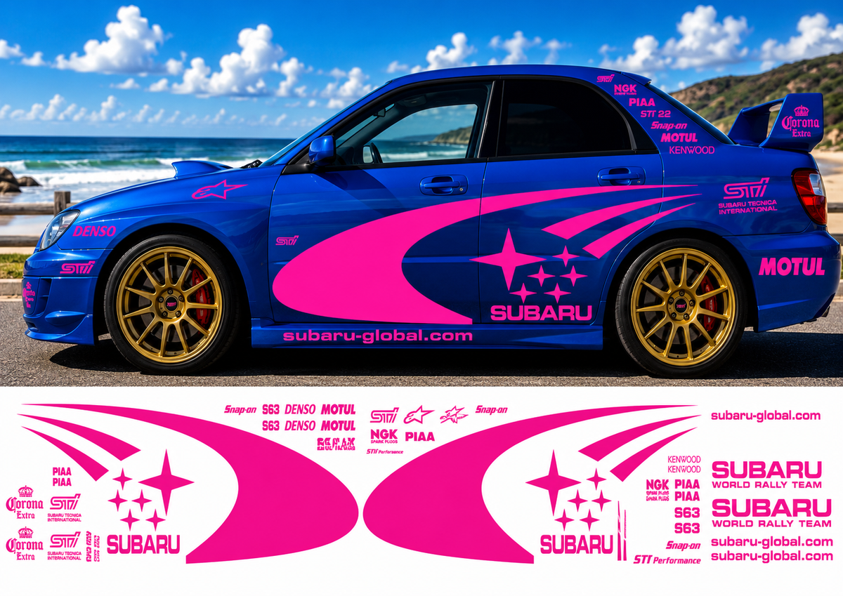 Subaru WRC Rally Kit 3 With Sponsors for Subaru Impreza Fluorescent Vinyl Only