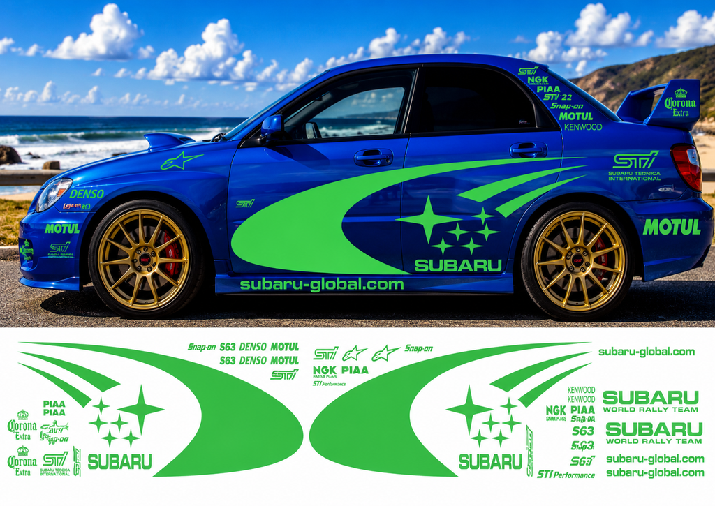 Subaru WRC Rally Kit 3 With Sponsors for Subaru Impreza Fluorescent Vinyl Only