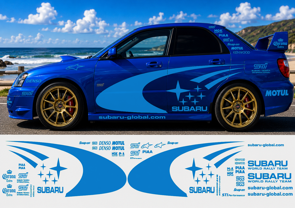 Subaru WRC Rally Kit With Sponsors for Subaru Impreza wrx sti Reflective Vinyl Only