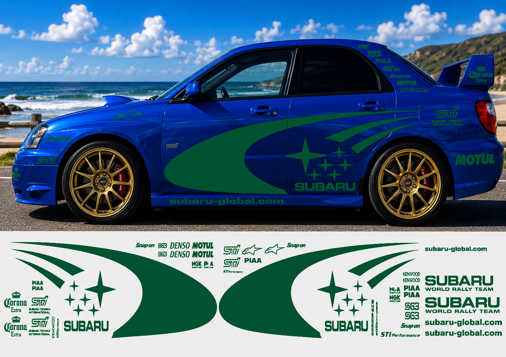 Subaru WRC Rally Kit With Sponsors for Subaru Impreza wrx sti Reflective Vinyl Only