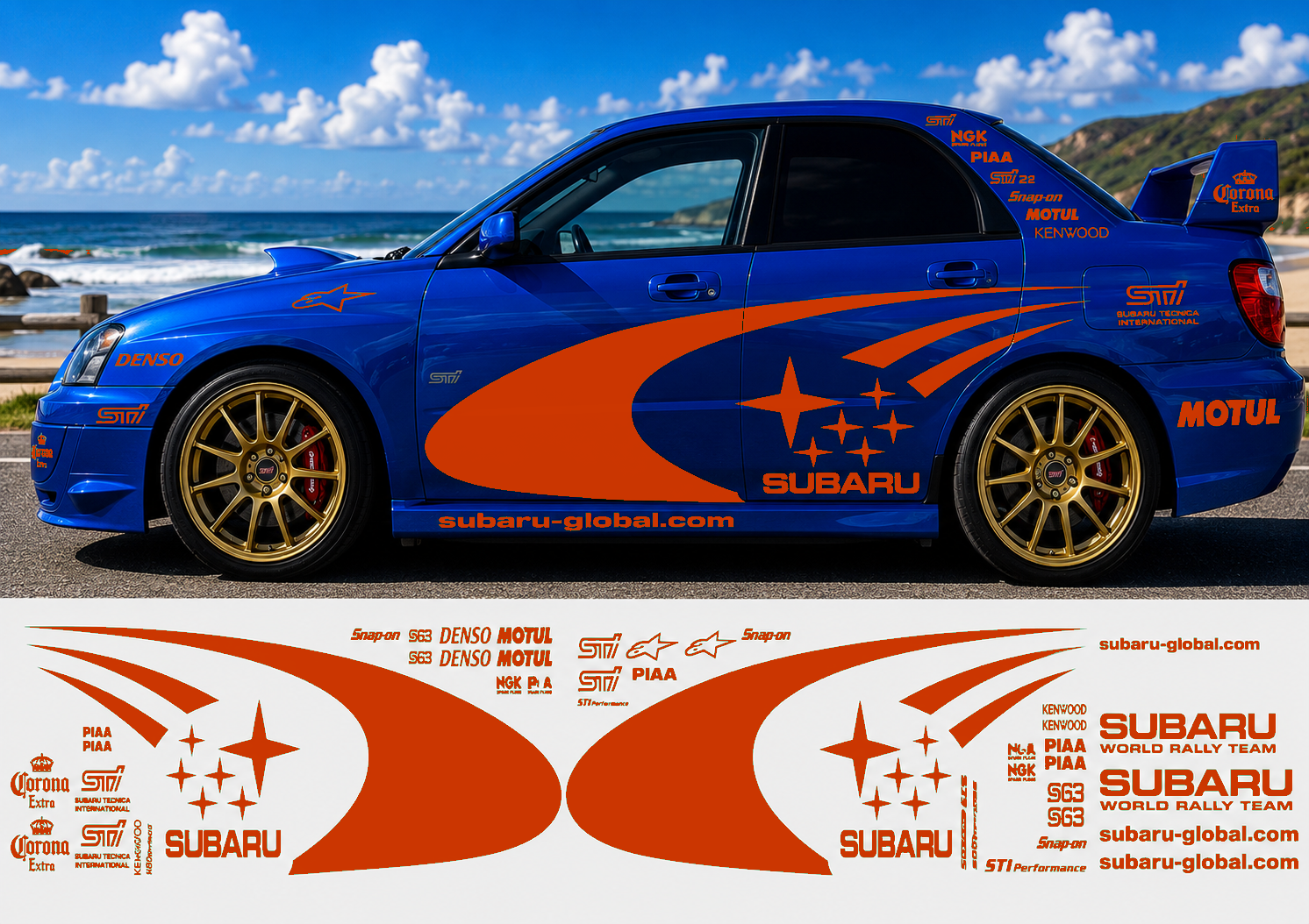 Subaru WRC Rally Kit With Sponsors for Subaru Impreza wrx sti Reflective Vinyl Only