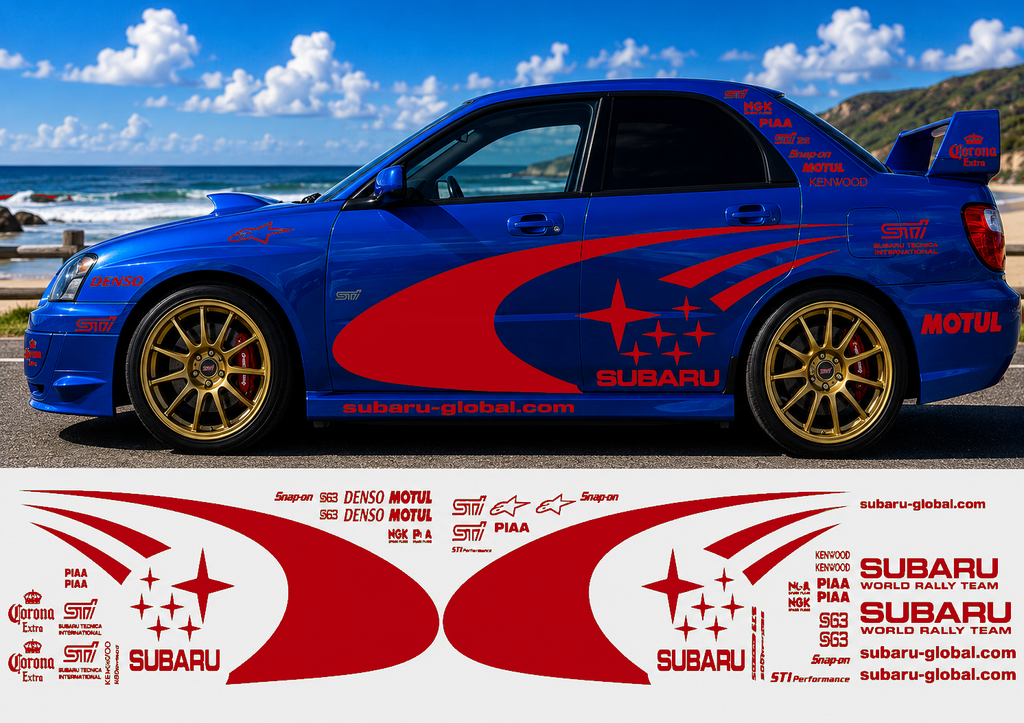 Subaru WRC Rally Kit With Sponsors for Subaru Impreza wrx sti Reflective Vinyl Only