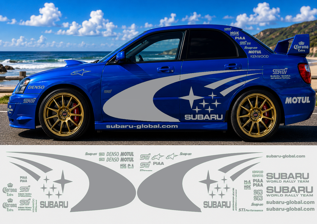 Subaru WRC Rally Kit With Sponsors for Subaru Impreza wrx sti Reflective Vinyl Only
