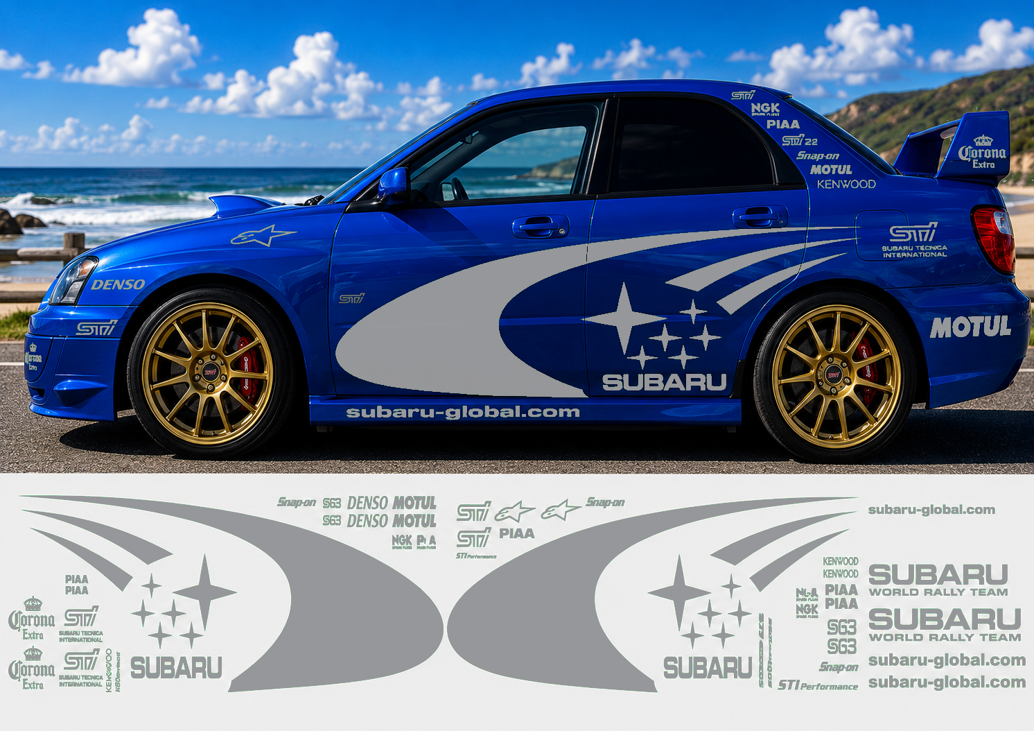 Subaru WRC Rally Kit With Sponsors for Subaru Impreza wrx sti Reflective Vinyl Only