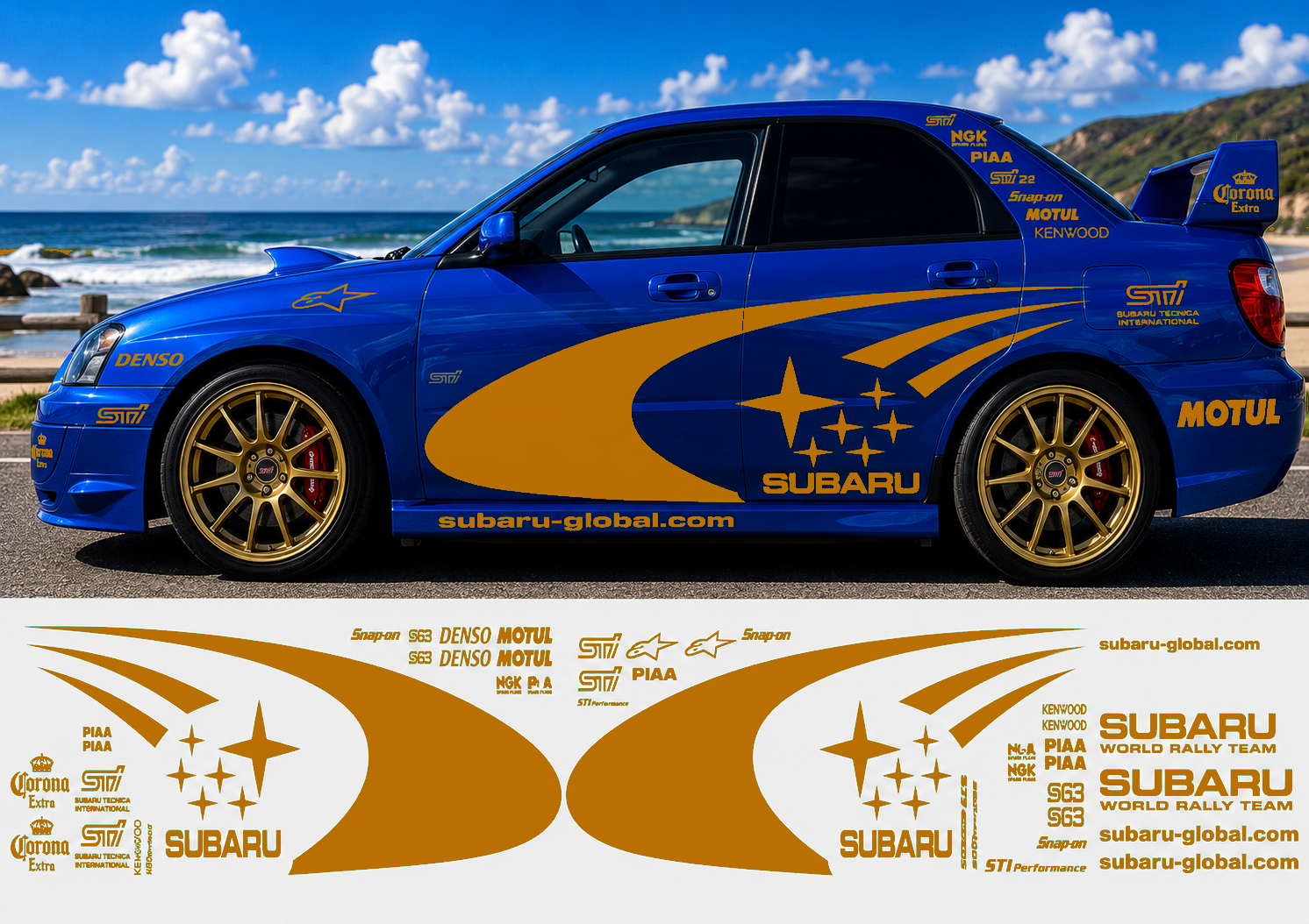 Subaru WRC Rally Kit With Sponsors for Subaru Impreza wrx sti Reflective Vinyl Only