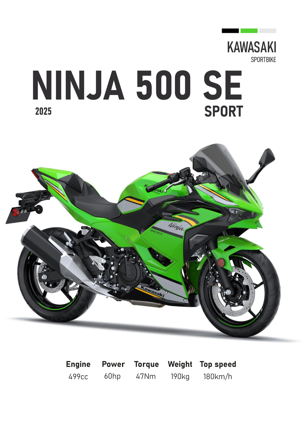 Kawasaki Motorbike Poster Printed | Premium Waterproof & Tear Resistant Full Colour Posters