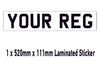 NNP01 Standard Number Plate Stick On - Bonnet Bumper Caravan - Show Fun Sticker