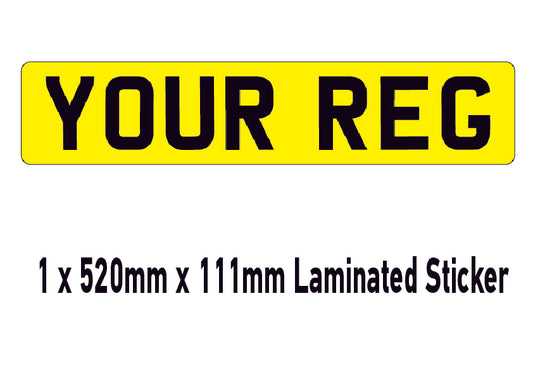 NNP02 Standard Number Plate Stick On - Bonnet Bumper Caravan - Show Fun Sticker