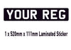 NNP03 Standard Number Plate Stick On - Bonnet Bumper Caravan - Show Fun Sticker