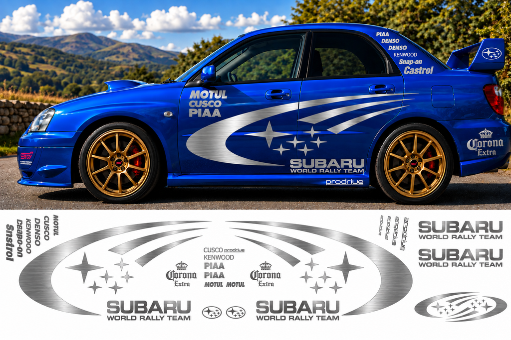 Subaru World Rally Kit 2 With Sponsors for Subaru Impreza Brushed Vinyl Only