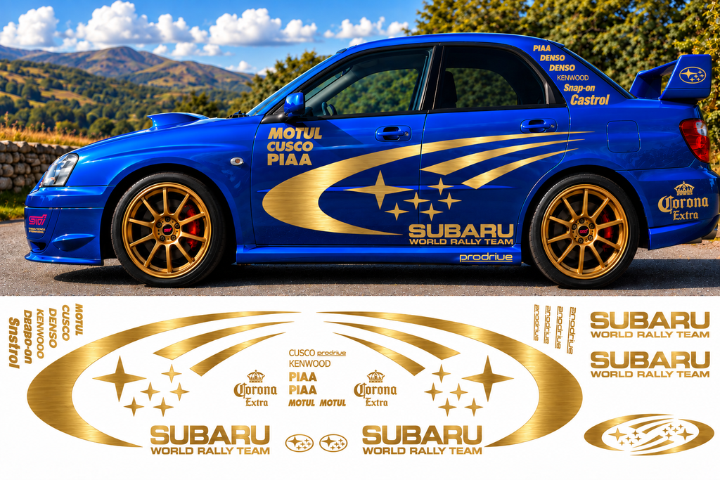 Subaru World Rally Kit 2 With Sponsors for Subaru Impreza Brushed Vinyl Only