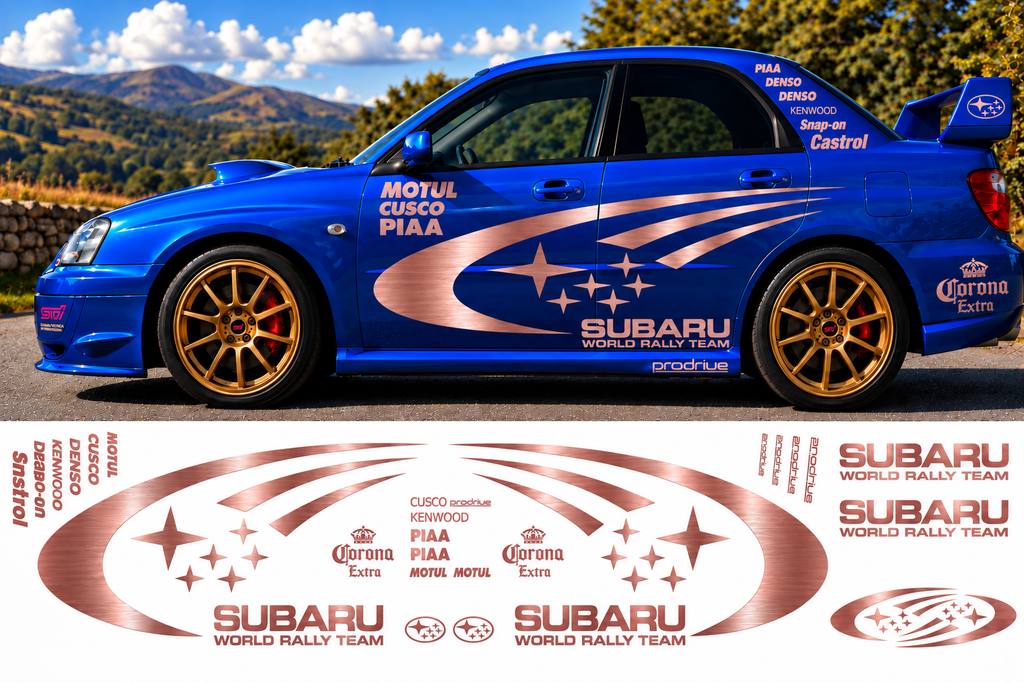 Subaru World Rally Kit 2 With Sponsors for Subaru Impreza Brushed Vinyl Only