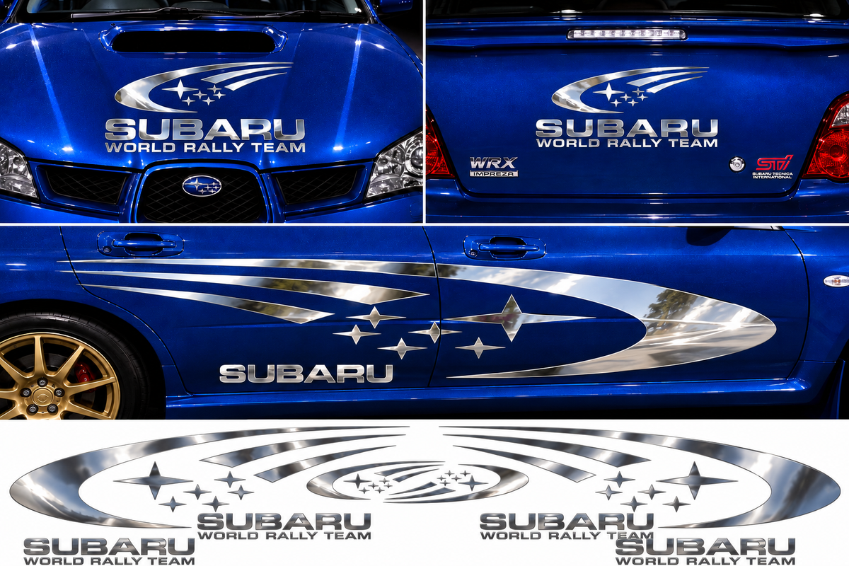 Subaru World Rally Kit for Subaru Impreza wrx sti Mirrored Vinyl Only