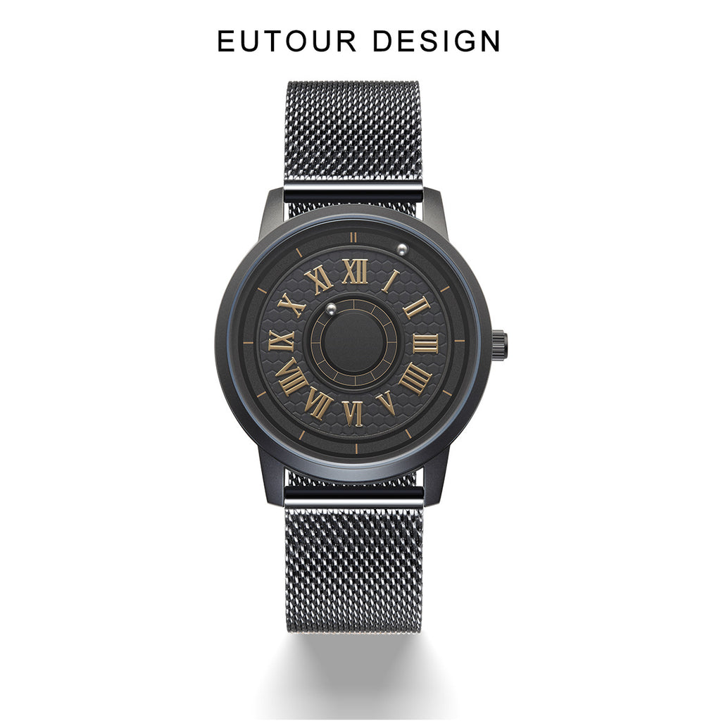 EUTOUR Men's Magnetic Quartz Watch with Original 40mm Stainless Steel Strap