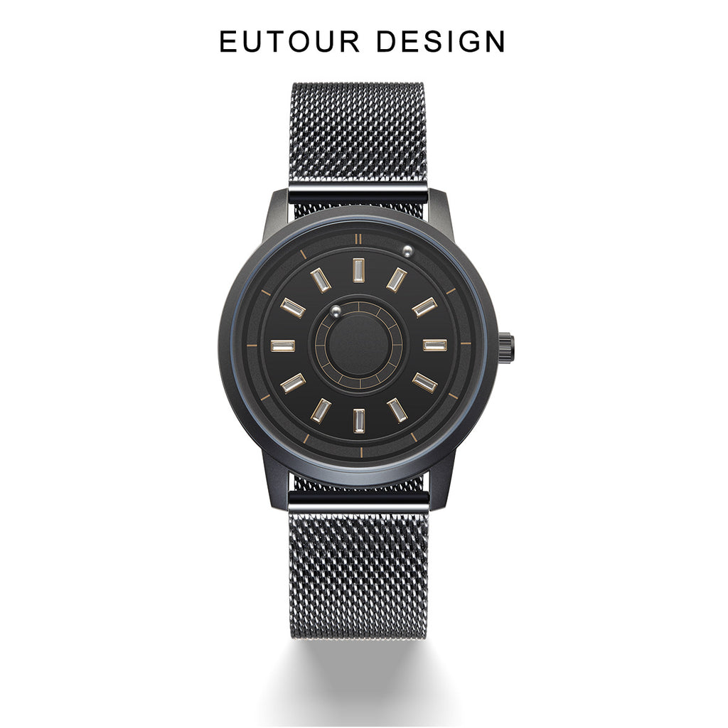 EUTOUR Men's Magnetic Quartz Watch with Original 40mm Stainless Steel Strap