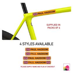 Bike Orange Personalised Bike Frame Name Stickers Cycle Cycling Frame Helmet Decals