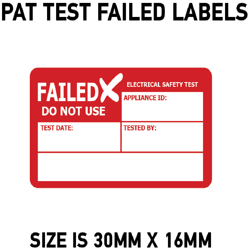 PAT01/02 Pass or Failed Labels Portable Appliance Safety Stickers Vinyl Pat Testing