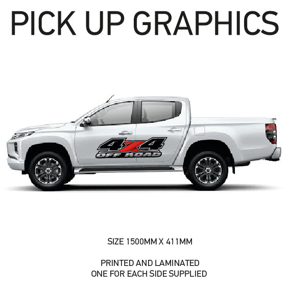 PG01-PG10 Pick up 4x4 Graphics stickers Laminated fits all pickups FORD VW L200 Various Designs Available