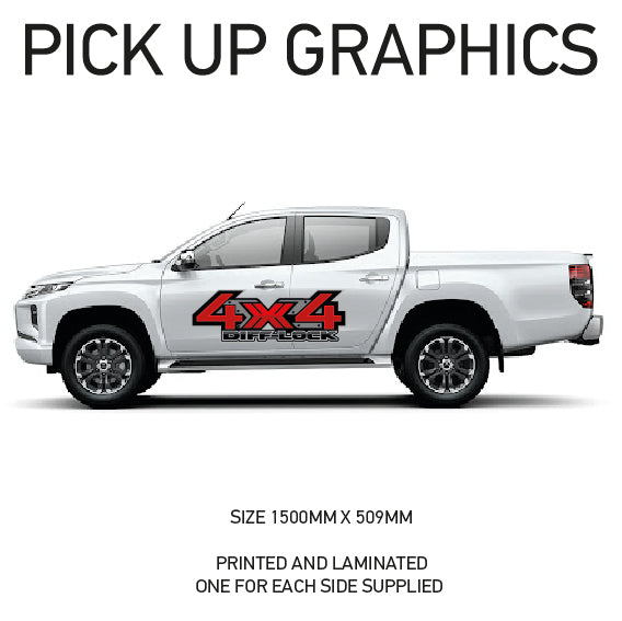 PG01-PG10 Pick up 4x4 Graphics stickers Laminated fits all pickups FORD VW L200 Various Designs Available