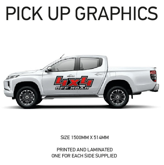 PG01-PG10 Pick up 4x4 Graphics stickers Laminated fits all pickups FORD VW L200 Various Designs Available