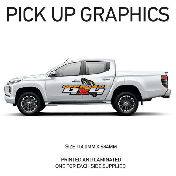 PG01-PG10 Pick up 4x4 Graphics stickers Laminated fits all pickups FORD VW L200 Various Designs Available