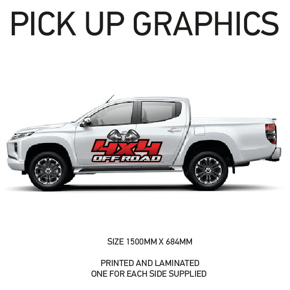PG01-PG10 Pick up 4x4 Graphics stickers Laminated fits all pickups FORD VW L200 Various Designs Available