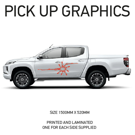 PG01-PG10 Pick up 4x4 Graphics stickers Laminated fits all pickups FORD VW L200 Various Designs Available