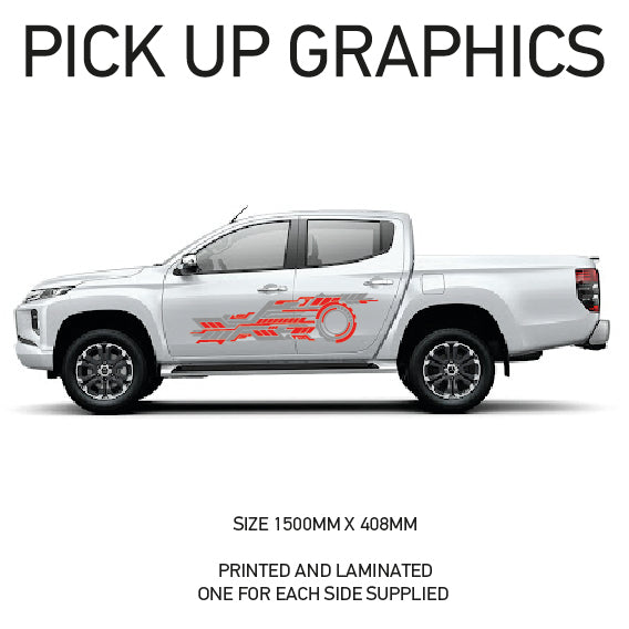 PG01-PG10 Pick up 4x4 Graphics stickers Laminated fits all pickups FORD VW L200 Various Designs Available