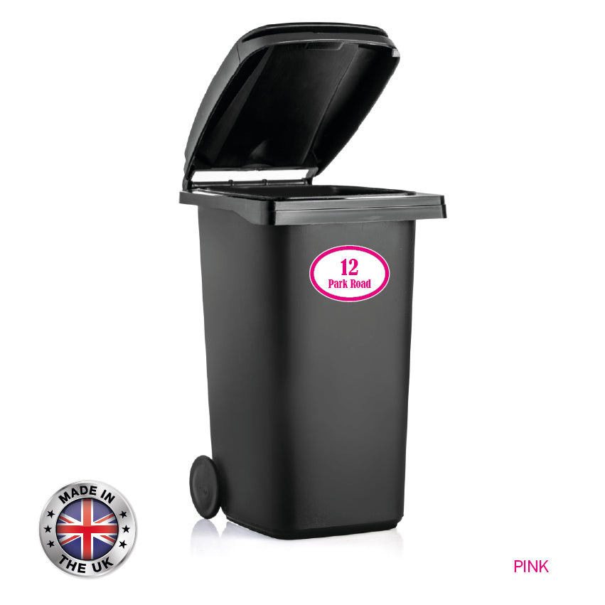 BIN01-06 Wheelie Bin x4 Custom Number and Street Name Stickers