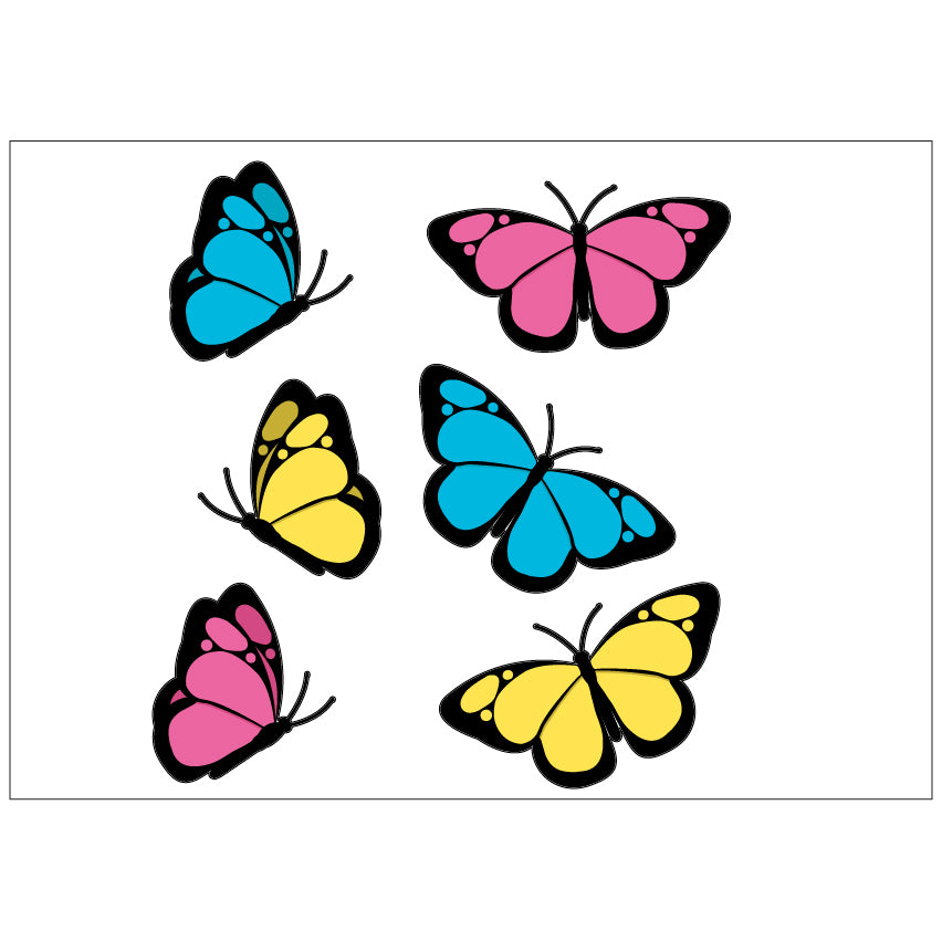 PS0001-100 Stickers Sheets Decals Butterflies Wall Self Adhesive Vinyl A4 Various Designs Available