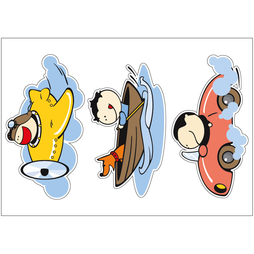 PS0101-200 Sticker Sheet Decal Cartoon Wall Self Adhesive Vinyl A4 Various Designs Available