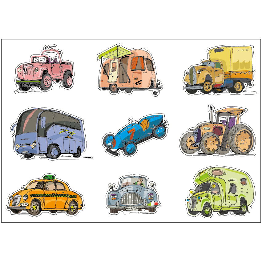 PS0101-200 Sticker Sheet Decal Cartoon Wall Self Adhesive Vinyl A4 Various Designs Available