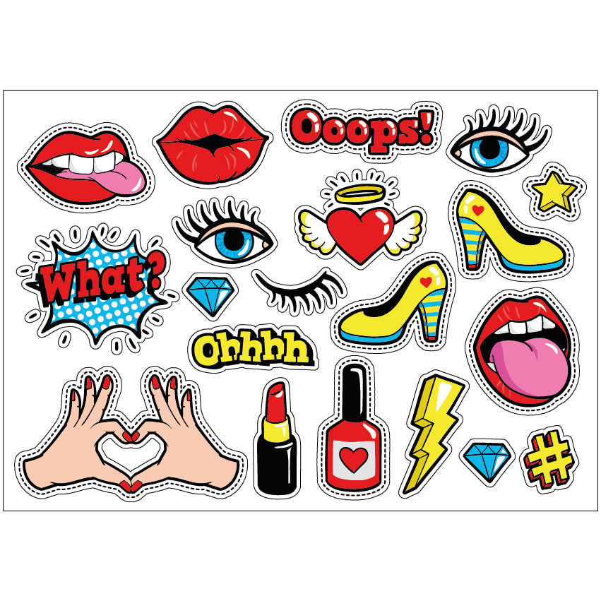 PS0101-200 Sticker Sheet Decal Cartoon Wall Self Adhesive Vinyl A4 Various Designs Available