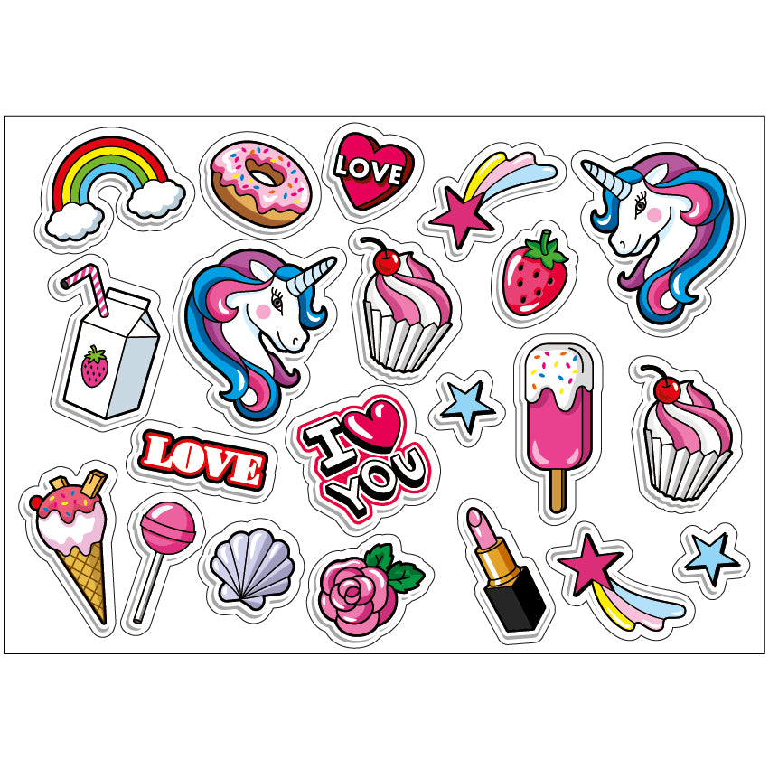 PS0101-200 Sticker Sheet Decal Cartoon Wall Self Adhesive Vinyl A4 Various Designs Available