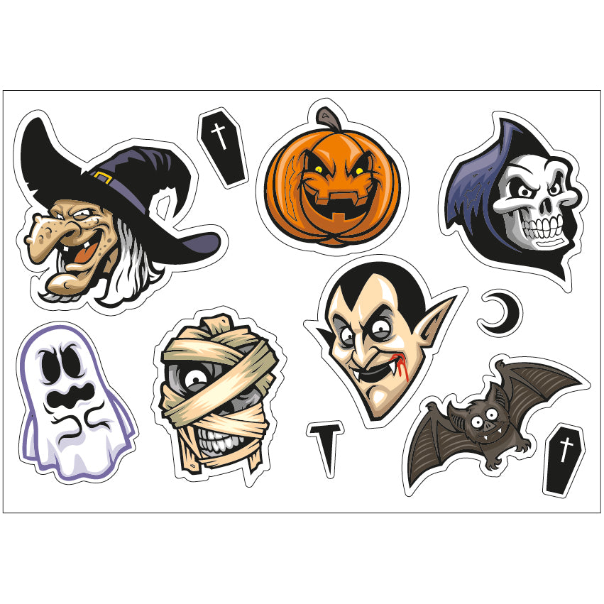 PS0101-200 Sticker Sheet Decal Cartoon Wall Self Adhesive Vinyl A4 Various Designs Available