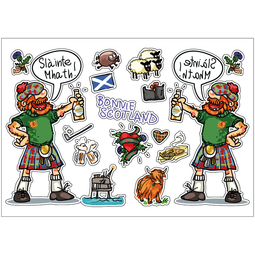 PS0101-200 Sticker Sheet Decal Cartoon Wall Self Adhesive Vinyl A4 Various Designs Available