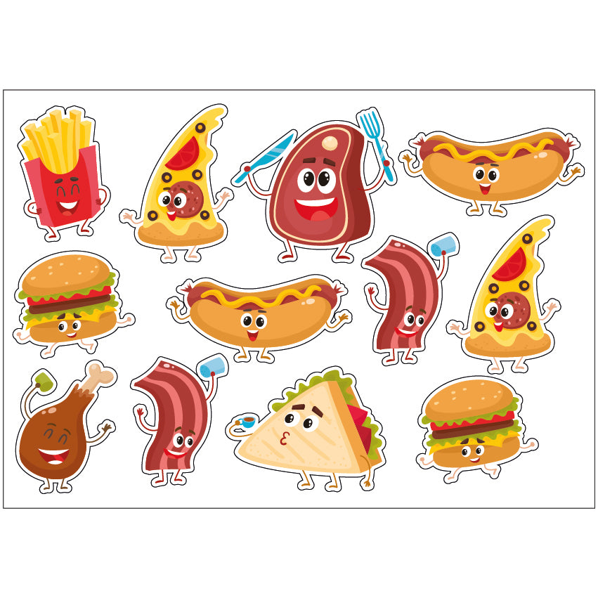PS0101-200 Sticker Sheet Decal Cartoon Wall Self Adhesive Vinyl A4 Various Designs Available