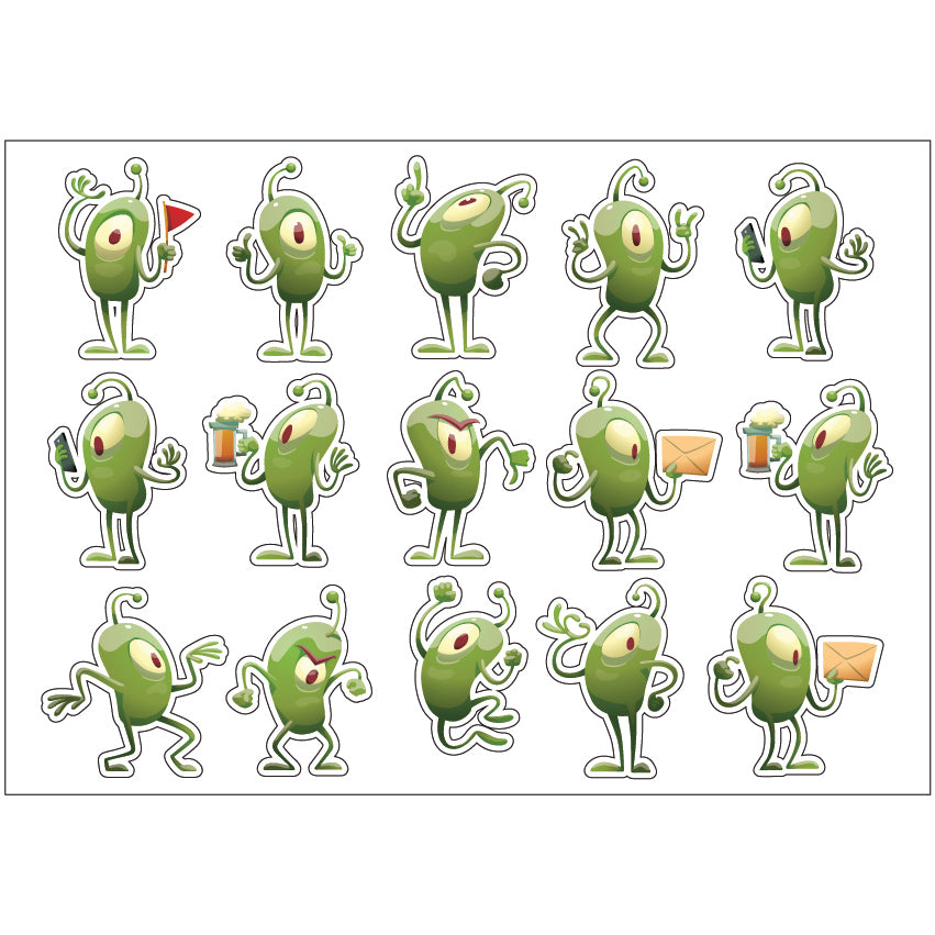 PS0101-200 Sticker Sheet Decal Cartoon Wall Self Adhesive Vinyl A4 Various Designs Available